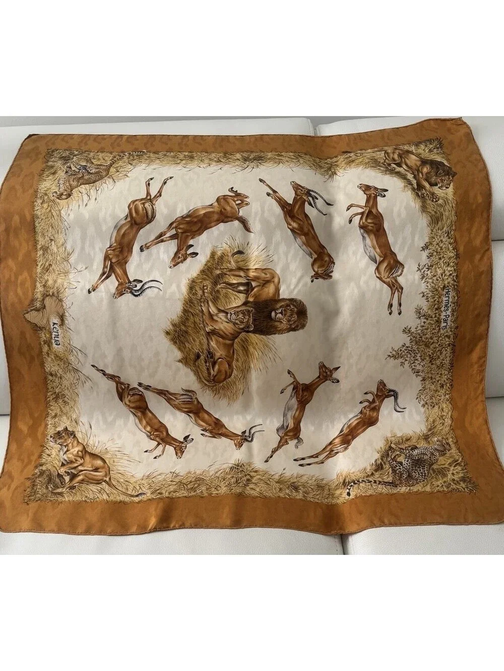 Hermès “Kenya” Carré 90 Jacquard Silk Scarf – Robert Dallet Wildlife Design